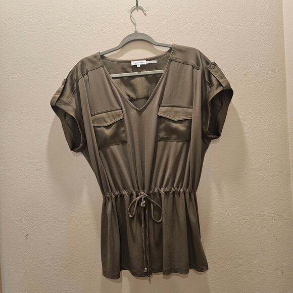 NWOT Calvin Klein Women's Shortsleeve Drawstring Top Size XL - Picture 2 of 6